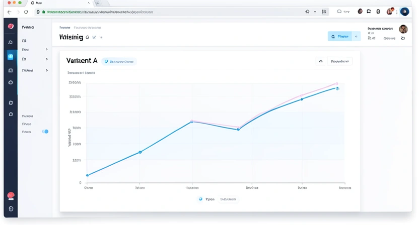 Screenshot of an A/B test report in a tool like VWO or Optimizely, showing a 23% lift in conversions for a slide-in versus a popup on a portfolio contact page