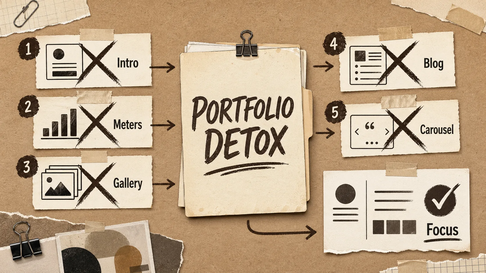 A visual checklist or flowchart titled "The 2026 Portfolio Detox" with the 5 features being crossed out.